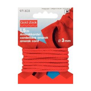 Abverkauf - 971303 Anorakkordel 3 mm rot KTE á 1,5 m